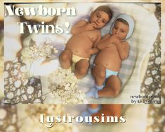 two twin babies laying next to each other on top of a bed with the caption newborn twins