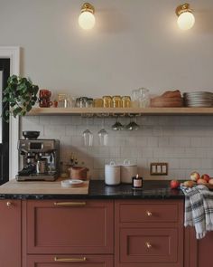 the kitchen counter is clean and ready to be used for breakfast or brunch