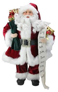 a santa clause holding a letter and giving it to someone in his christmas suit with writing on the paper