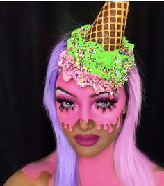 Makeup Halloween Ideas, Ice Cream Costume, Halloween 23, Hair Challenge, Fantasy Fest, Belly Painting, Fairy Pictures, Lots Of Makeup, Candy Land