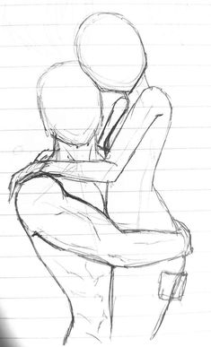 a drawing of two people hugging each other