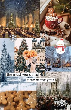 a collage of christmas images with gingerbreads, cookies and snowflakes