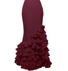 Flamenco skirt with waterfall-shaped ruffles. Fabric: Strech. Flyers: 6. Sizes: XS/S/M/L/XL/XXL Reception Dress Long, Prom Dress Elegant, Ankara Dress Designs, Elegant Red Dress, Flamenco Skirt, Elegant Gowns, Gala Dress, Flamenco Dress, Gown Princess