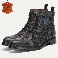 Category:Boots; Upper Materials:Leather,Italian Full-Grain Cowhide; Lining Materials:Cowhide; Gender:Men's; Toe Shape:Round Toe; Outsole Materials:Rubber; Closure Type:Lace-up; Function:Comfortable,Slip Resistant; Listing Date:07/26/2024; 2024 Trends:Print Shoes Cheap Chelsea Boots, Steampunk Skull, Men’s Boots, Gothic Steampunk, Print Shoes, 2024 Trends, Leather Chelsea Boots, Biker Boots, Mens Shoes Boots