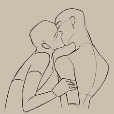 a drawing of two people hugging each other