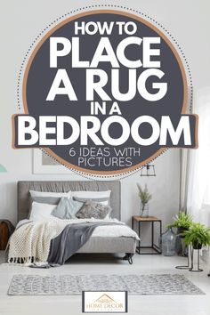 how to place a rug in a bedroom with pictures on the wall and below it