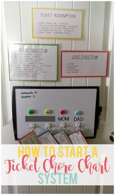 the instructions for how to start a ticket gone craft system are displayed in front of a white door