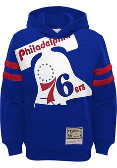 Those cold nights at the game won't keep your little Philadelphia fan from cheering on the team in Philadelphia 76ers Long Sleeve Hoodie! Give them this Philadelphia 76ers Youth Blue Big Face Hooded Sweatshirt to keep warm in the stands. This 76ers Long Sleeve Hoodie features a screen print team graphic. Throwback Hoodie For Sports Season Fan Merchandise, Team-colored Varsity Hoodie For Fans, Varsity Hoodie For Fan Merchandise, Throwback Team-colored Hoodie For Fan Gear, Throwback Team Logo Hooded Hoodie, Throwback Team Logo Hoodie, Throwback Sweatshirt With Team Logo For Game Day, Varsity Hoodie With Team Logo For Sports Events, Throwback Hoodie With Team Logo