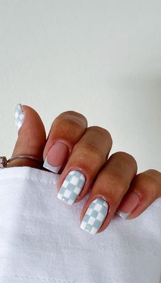 Nail Art For Girls, Checkered Nails, Teen Nails, Spring Acrylic Nails, Cute Simple Nails, Simple Gel Nails, Summery Nails, Her Nails, Really Cute Nails