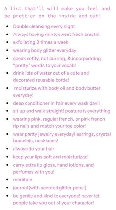 Feminity Tips, Tips From Models, Getting My Life Together List, Get My Life Together, Journal Writing Prompts, Glow Up Tips, Bettering Myself, Positive Self Affirmations, Self Care Activities