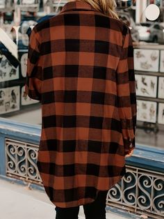 Lasaky - Chic Plaid Print Button-Up Shirt, Versatile Long Sleeve Top for Spring & Fall, Womens Fashion Fall Womens Fashion, Fall Care, Plaid Print, Spring And Fall, Long Length, Missouri, Long Sleeve Top, Types Of Printing, Chic Style