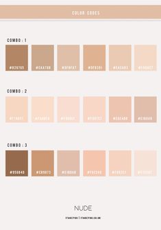 nude color chart with the names and colors