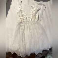 Nwot Halter Babydoll From Frederick’s Of Hollywood. Bought It For A Friend For Her Wedding Night, But It Was Too Small. Size Is L. Never Been Worn, Just Tried On. Ivory Lingerie, Frederick’s Of Hollywood, Lingerie Blue, Ivory Skirt, Vintage Slips, Fredericks Of Hollywood, Nightgowns For Women, Silk Slip Dress, Lace Slip