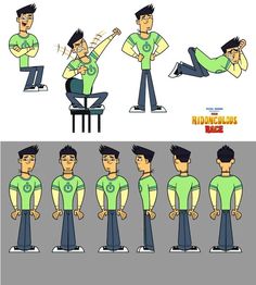 cartoon character poses with various expressions and gestures to make it look like he's doing something