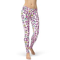 Playful, fun and vibrant pattern with pink, blue, yellow and white cheetah design. Inspire others to make a bold statement with this choice. ✅ FEATURES: ⦿ Soft, smooth, quality fabric ⦿ Hand-sewn ⦿ Custom-made for you ⦿ Super comfortable leggings  ⦿ Premium polyester spandex mix ⦿ Sustainably made to order ⦿ 4-way stretch leggings ✅ SPECIFICATIONS: ⦿ Item Type: Leggings  ⦿ Design: Orange Giraffe Print Leggings ⦿ Theme: Animal Print Themed Leggings Colorful Cheetah Print, Pink Cheetah Print Leggings, Pink Casual Leggings With 4-way Stretch, Rosa Leggings, Dressy Leggings, Fun Multicolor Fitted Leggings, Athleisure Jacket, Cheetah Print Leggings, Non-stretch Multicolor Leggings For Spring