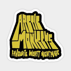 sticker with the words artic markie and adventure written in yellow on it