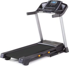 an electronic treadmill on a white background with clippings to show the screen