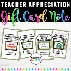 teacher appreciation gift card note with coffee cups