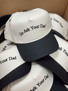 go ask your dad... every mama needs this hat!
black vintage hat with adjustable snapback closure! Hot Moms Club, Mama Hat, Vintage Trucker Hat, Expecting Moms Gifts, Vintage Trucker Hats, School Collection, Hat Embroidery, Hat Collection, Vintage Hat