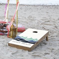 an outdoor game set up on the beach