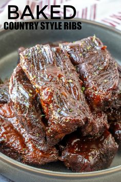 baked country style ribs in a bowl