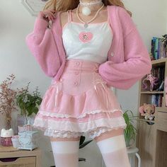 Aesthetic Mini Skirt, Girlie Aesthetic, Fairycore Outfit, Cute Pink Outfits, Kawaii Skirt, Mini Skirt Pink, Kawaii Things, Pink Mini Skirt