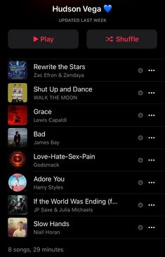 the itunes app for hudson vegaa shows various music tracks and audio player options, including