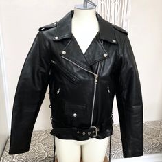 Brand New. Zip Out Liner And 100% Genuine Leather. Never Worn. Silver Leather Long Sleeve Jacket For Fall, Silver Biker Jacket For Fall, Silver Long Sleeve Leather Jacket For Fall, Silver Long Sleeve Biker Jacket For Fall, Silver Leather Jacket With Long Sleeves For Winter, Leather Motorcycle Jacket, Leather Jackets, Milwaukee, Motorcycle Jacket