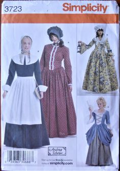 two women's dresses and one woman's dress are shown in this sewing pattern