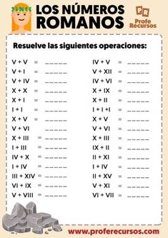 a spanish worksheet with numbers and symbols