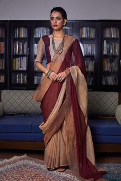 Shop for Medha Multi Color Chiffon Panelled Saree With Blouse for Women Online at Aza Fashions Golden Chiffon Saree, Multicolored Saree, Outfit For Engagement, Ridhima Bhasin, Vani Vats, Silk Patchwork, Anushree Reddy, Smocked Blouse, Smock Blouse