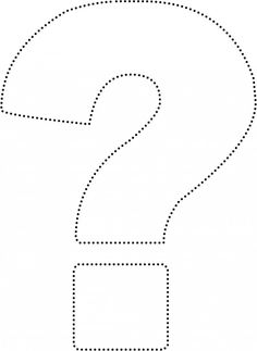 a black and white image of a question mark with dotted lines in the shape of a square