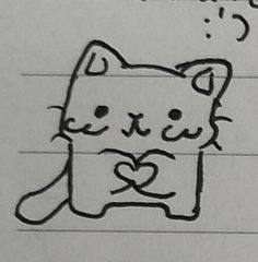 a drawing of a cat holding a heart in it's paws with the caption i love you