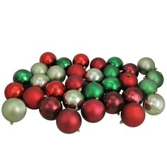 32ct red and green shatterproof Christmas ball ornaments. Pack of matching string hangers are included for optional use. Finishes include traditional shiny and matte Red Christmas Ornaments, Christmas Ball Ornaments, Shatterproof Ornaments, Red Ornaments, Ornament Hooks, Gold Ornaments, Holiday Set, Ornament Kit, Christmas Ball