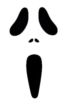 a black and white image of a person's face with an open mouth in the shape of a ghost