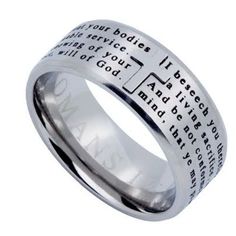 Romans 12:2 Scripture Cross Ring for Men, Engraved Bible Verse, Stainless Steel Strong Tower, Scripture Inspiration, Verses Bible, Stainless Steel Texture, Scripture Jewelry, Ephesians 6, Mens Rings, Inspirational Scripture, Armor Of God