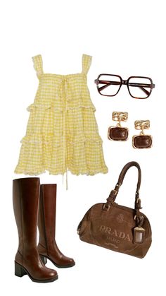 Casual Rush Outfits, Vacation Italy Outfits, Trader Joe’s Outfit, Cute Farmer Outfits, Ditsy Outfits, Casual Cute Outfits Summer Simple, How To Style A Yellow Dress, Friends Birthday Outfit Ideas, Summer Amsterdam Outfits