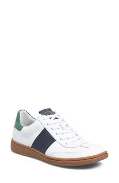 A padded collar and low-profile design add timeless elements to a cushioned sneaker grounded by a chunky rubber sole. 1" platform Lace-up style Cushioned footbed with arch support Leather upper and lining/rubber sole Imported Navy Sneakers With Contrast Sole, Navy Sneakers With Contrast Sole And Round Toe, Navy Sneakers With Rubber Sole And Round Toe, Navy Lace-up Sneakers With Gum Sole, Sporty Navy Custom Sneakers With Rubber Sole, Navy Custom Sneakers With Rubber Sole, Navy Leather Sneakers With Gum Sole, Navy Mid-top Sporty Sneakers, Navy Sporty Low-top Custom Sneakers