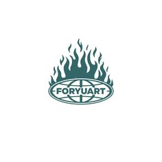 the logo for forkquart is shown in blue and green with flames coming out of it