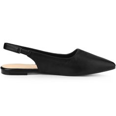 Timeless with a trendy upgrade, these slingback flat pumps feature basic color details that exude style that instantly elevates any look, while the flats make this pair a breeze to walk around in. An elegant pointed-toe design helps show your feminine charm. The faux leather vamp looks more textured. Suitable for long and comfortable walks. It will be great to pair these pumps with a linen dress and jeans. Dress And Jeans, Flat Pumps, Slingback Flats, Faux Leather Heels, Women's Flats, Pumps Flat, Slingback Pump, Toe Designs, Black Pumps