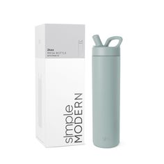 thermos bottle is next to an unopened box on a white background