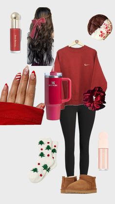 Christmas Fun Run Outfits, Christmas Outfit Ideas For School, Christmas Comfy Outfit, Christmas Fit Ideas, Christmas School Outfits, Comfy Christmas Outfits, Christmas Morning Outfit, Cozy Christmas Outfit, Outfit Ideas School