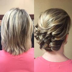 Short hair CAN go up! This hair was thick straight and short. I created this within minutes with NO curling iron and used #kellgrace updo techniques. Thanks for packing out the class #tallahassee Next weekend #Jacksonville! Bob Updo, Short I, Prom Hairstyles