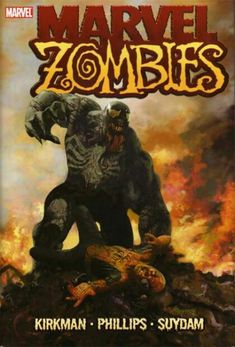 the cover to marvel zombies, featuring an image of a demon on top of a pile of rubble