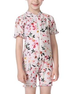 PRICES MAY VARY. For Baby Girls-One piece zip rash guard shirt swimsuit for girl from 3 months to 6 years old. UPF 50+ Sun Protection-The girl's toddler bathing suit has ruffle trim at arms and leg, an allover floral print, sun protection blocks more than 97.5% of UV rays, to keep your little girl's sensitive skin safe in the sun. Front Zipper Design-Girl rash guard swimwear made of soft, comfortable, and stretchy fabric,it is friendly to the baby's skin, easy for the girl to put on and take off Toddler Bathing Suits, Sleeve Bathing Suit, Rash Guard Swimwear, Suit Swimsuit, Design Girl, Plus Size Swimsuits, Yellow Print, Swimwear Girls, Girls Prints