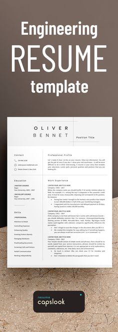 a professional resume template is shown with the title'engineering resume template'in white