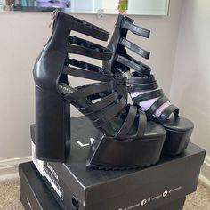 Lamoda Size 10 Platform Heels Never Been Worn New In Box Black Platform Heels With Open Side Vamp, Black Platform Heels, Shoes Heels Wedges, Black Platform, Heels & Wedges, Platform Heels, Shoes Women Heels, Shoes Heels, Wedges