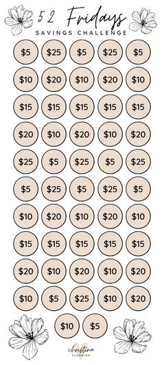 the printable pricing sheet for $ 2 and $ 3 dollars with flowers on it