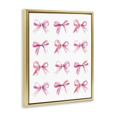 pink bows on white background framed canvas print wall art by adecorably home