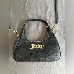 Brand New Never Used, Has Long Strap For Cross Body. Pendant Zipper. Evening Black Shoulder Bag With Embossed Logo, Black Crossbody Bag With Embossed Logo, Black Shoulder Bag With Embossed Logo, Trendy Bags With Embossed Logo For Everyday Use, Chic Evening Bags With Embossed Logo, Elegant Black Bag With Embossed Logo, Juicy Couture Baby, Grey Shoulder Bag, Leopard Bag